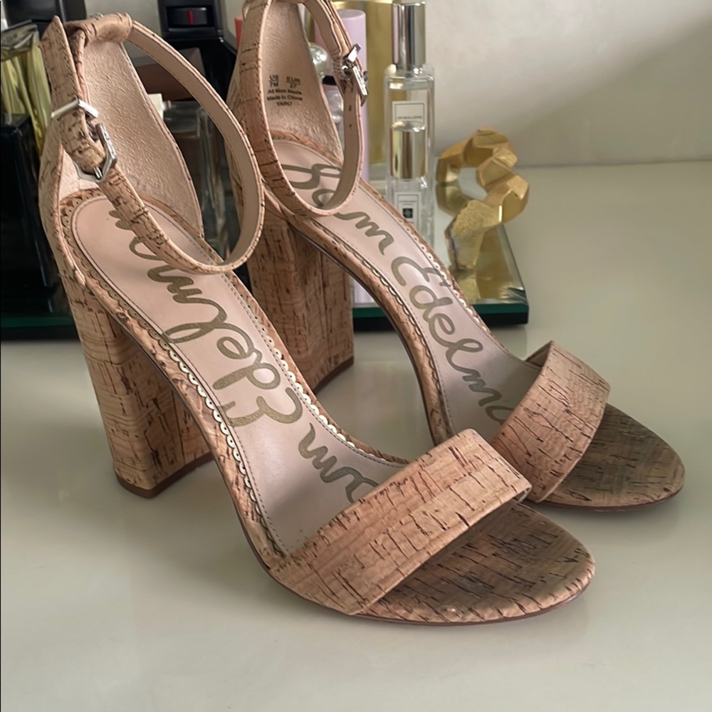 Sam Edelman Yaro “Cork” Block Heeled Sandals